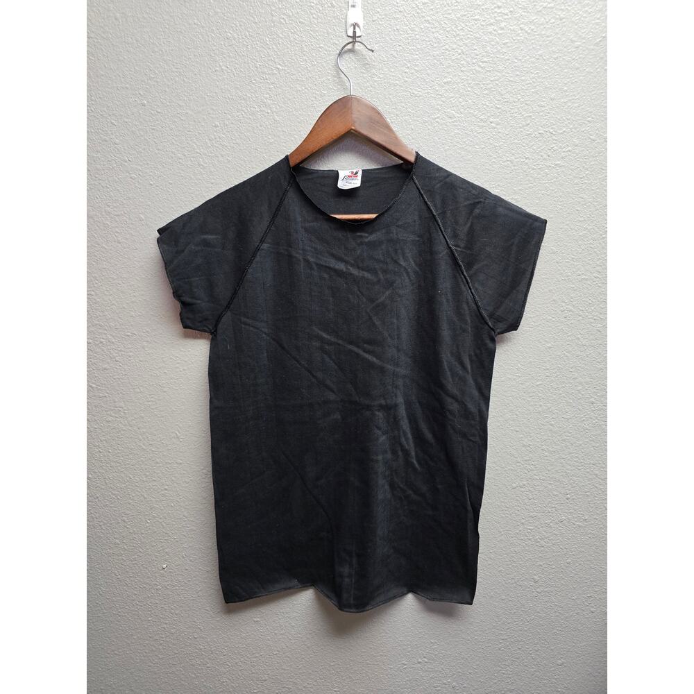 Vintage Black Blank Shirt Medium Bantam 80s Warm up Tee